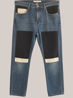 Calvin Klein Premium Italian Denim Jeans 34X32 Contrast Patch Detailing Modern F